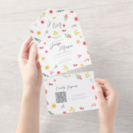 Minimalist Wildflower Botanical wedding QR