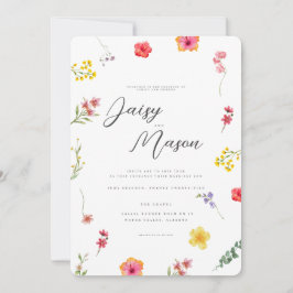 Minimalist Wildflower Botanical Wedding with photo Inbjudningar