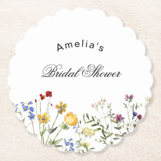 Minimalist Wildflower Bridal Shower Underlägg Papper