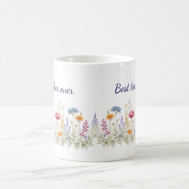 Minimalist Wildflower Meadow Mug, personalised  Kaffemugg (Center)
