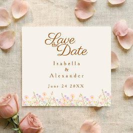 Minimalist Wildflower Pastel Spring Save the Date Meddelande Vykort