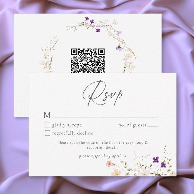 Minimalist Wildflower Romantic Botanical Wedding OSA Kort (Minimalist Wildflower Romantic Botanical Wedding RSVP Card)