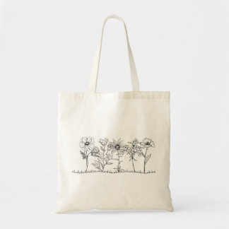 Minimalist Wildflower Tote Bag  Tygkasse