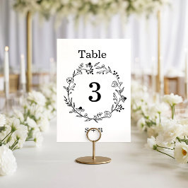 minimalist Wildflower Wreath Folk Rustic Wedding  Inbjudningar