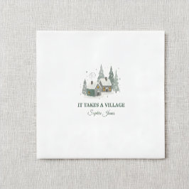 Minimalist Winter "It Takes a Village" baby shower Pappersservett