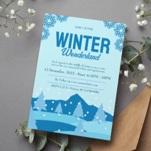 Minimalist Winter Wonderland Party Inbjudningar