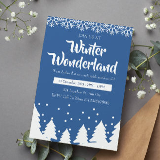 Minimalist Winter Wonderland Party Inbjudningar