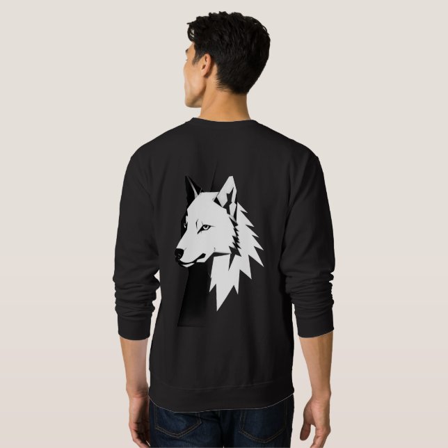 Minimalist Wolf Art Men's Pullover  Lång Ärmad Tröja (Hel baksida)