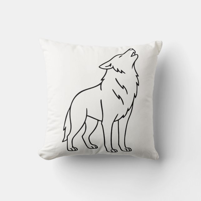 Minimalist Wolf Line Art – Howling Wildlife  Kudde (Framsida)
