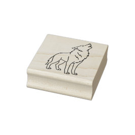 Minimalist Wolf Line Art – Howling Wildlife  Stämpel