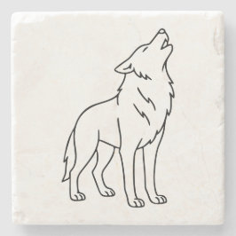 Minimalist Wolf Line Art – Howling Wildlife  Stenunderlägg
