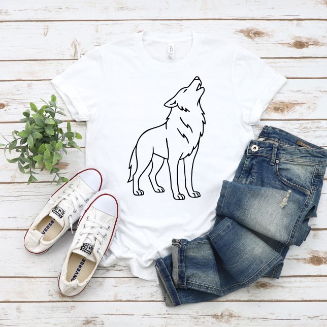 Minimalist Wolf Line Art – Howling Wildlife  T Shirt (Skapare uppladdad)