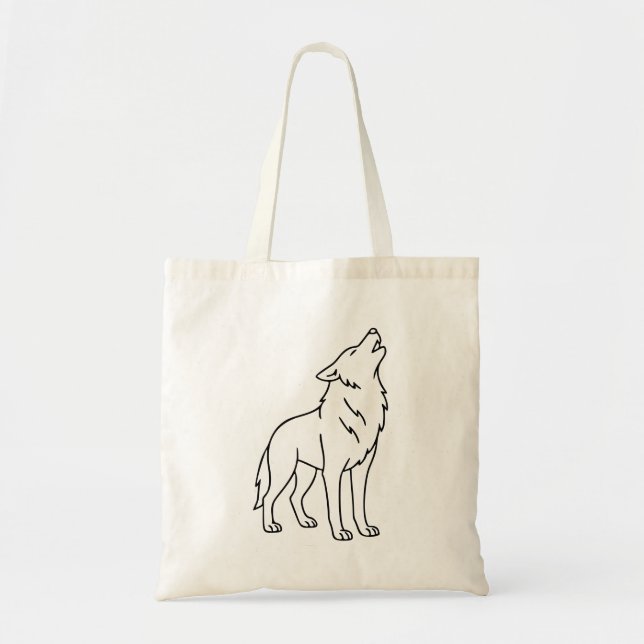 Minimalist Wolf Line Art – Howling Wildlife  Tygkasse (Framsidan)