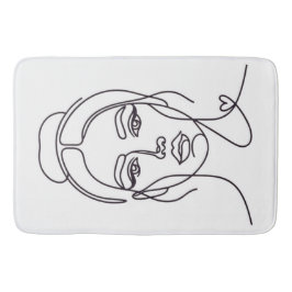 Minimalist Woman Face Line Art Bath Mat Badrumsmatta