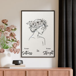Minimalist Woman Line Art Scandinavian Neutral Canvastryck