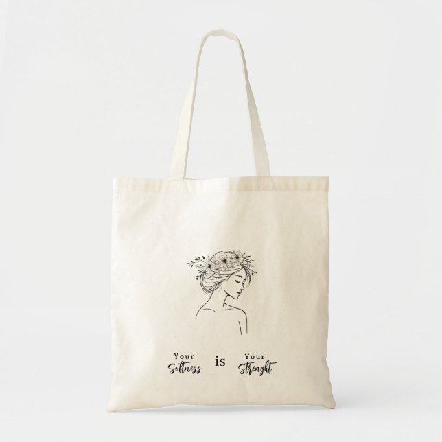 Minimalist Woman Line Art Scandinavian Neutral Tygkasse (Framsidan)