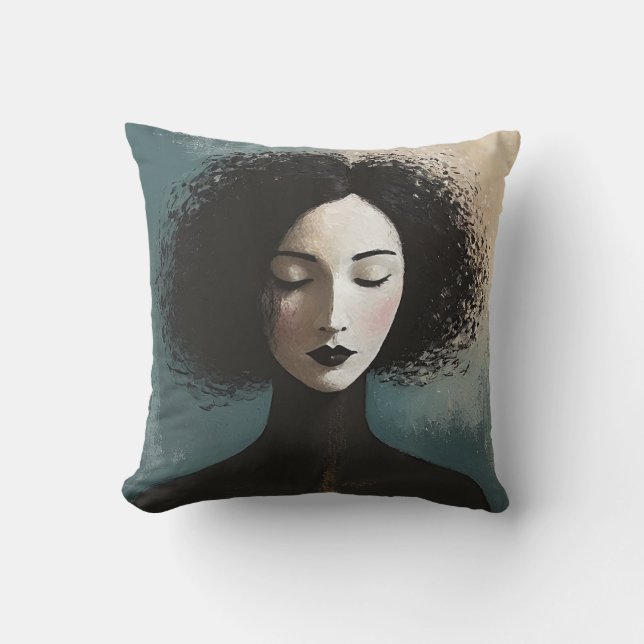 Minimalist Woman Portrait Canvas Print Kudde (Framsida)