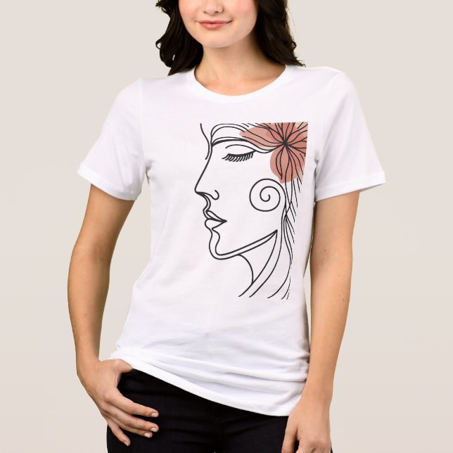 Minimalist Woman’s Face Line Art T-Shirt (Framsida)