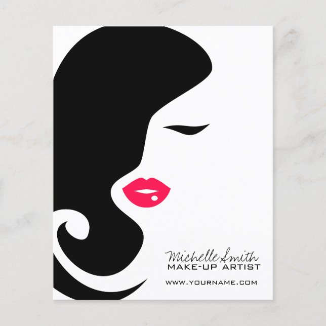 Minimalist Woman Silhouette Black Beauty Salon Flygblad (Framsidan)