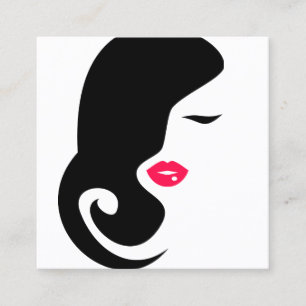 Minimalist Woman Silhouette Black Beauty Salon Fyrkantigt Visitkort