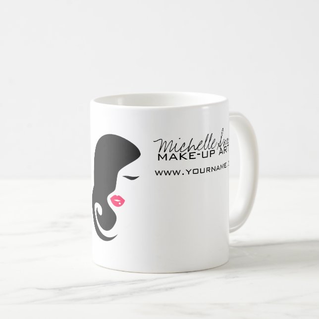 Minimalist Woman Silhouette Black Beauty Salon Kaffemugg (Framsida höger)