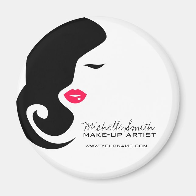 Minimalist Woman Silhouette Black Beauty Salon Magnet (Framsidan)