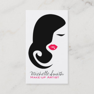Minimalist Woman Silhouette Black Beauty Salon Visitkort