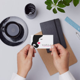 Minimalist Woman Silhouette Black Beauty Salon Visitkort