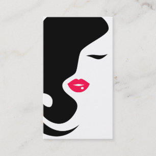 Minimalist Woman Silhouette Black Beauty Salon Visitkort