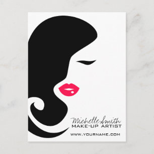 Minimalist Woman Silhouette Black Beauty Salon Vykort
