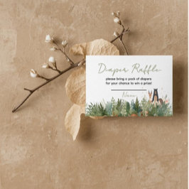 minimalist woodland baby shower diaper raffle card tilläggskort