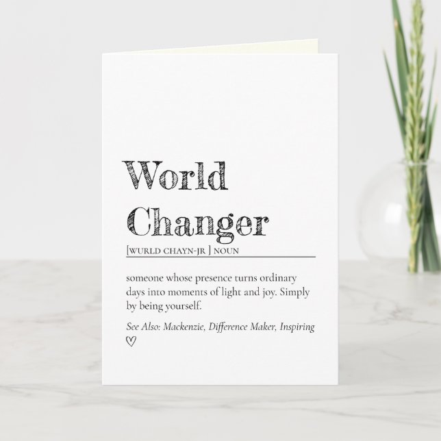 Minimalist World Changer Inspirational Definition Kort (Framsida)