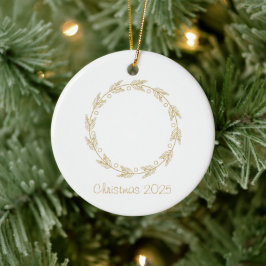 Minimalist Wreath Outline Simple Christmas 2025 Julgransprydnad Keramik