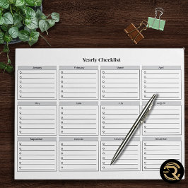 Minimalist Yearly Checklist Notepad Anteckningsblock