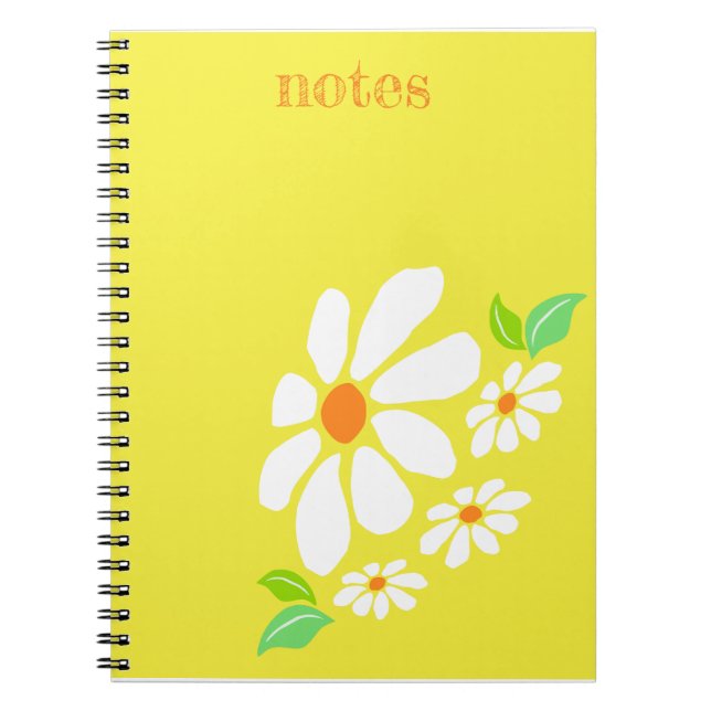 Minimalist Yellow and White Flower Drawing Anteckningsbok (Framsidan)