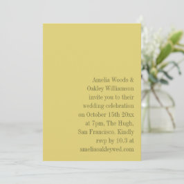 Minimalist Yellow Elegant Stylish Modern Wedding Inbjudningar