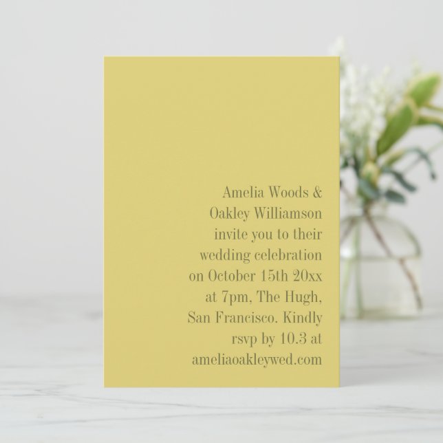 Minimalist Yellow Elegant Stylish Modern Wedding Inbjudningar (Stående Fram)