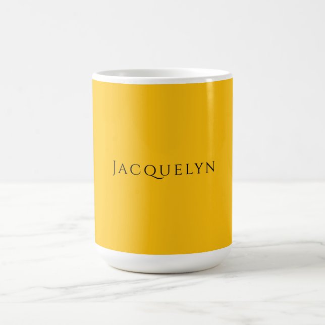 Minimalist Yellow Orange Plain Elegant Modern Name Kaffemugg (Center)