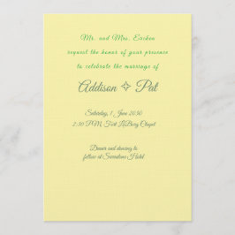 Minimalist Yellow & Sage Green Wedding Invitation Inbjudningar