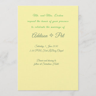 Minimalist Yellow & Sage Green Wedding Invitation Inbjudningar