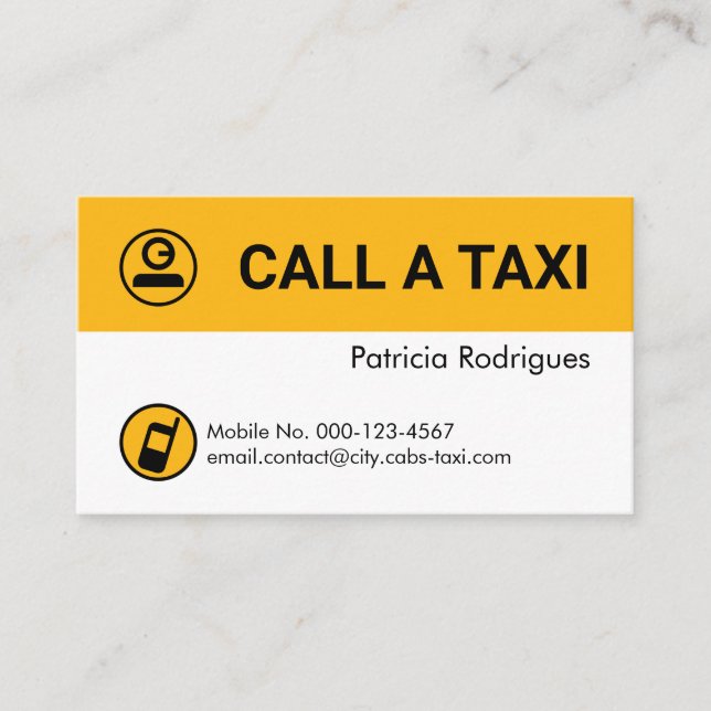 Minimalist Yellow Taxi Cab Layers Visitkort (Framsida)