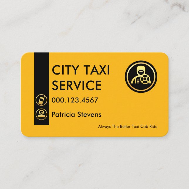 Minimalist Yellow Taxi Driver Tab Visitkort (Framsida)