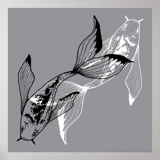 Minimalist Yin Yang Koi Fish Poster (Framsidan)