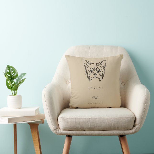 Minimalist Yorkie Pillow | Custom Pet Name Kudde (Stol)