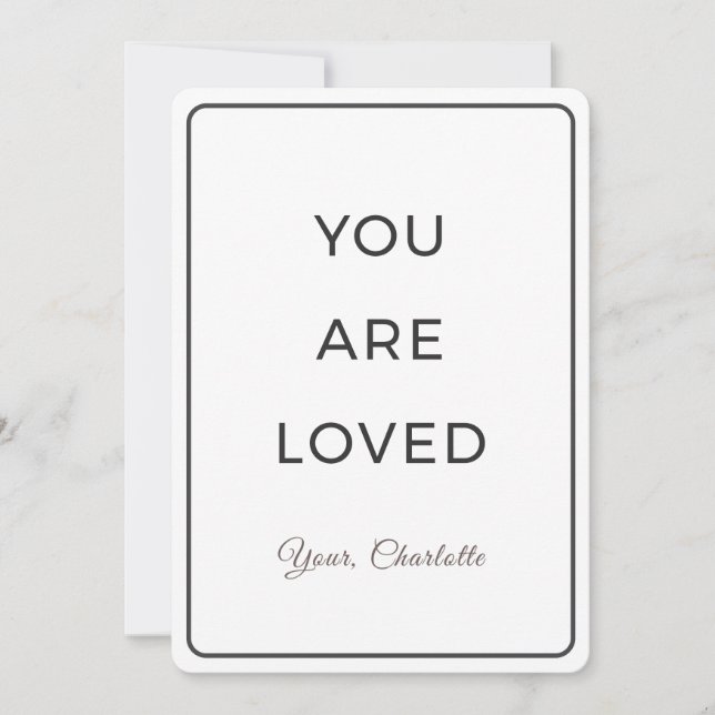 Minimalist You Are Loved Valentine Card Julkort (Framsida)