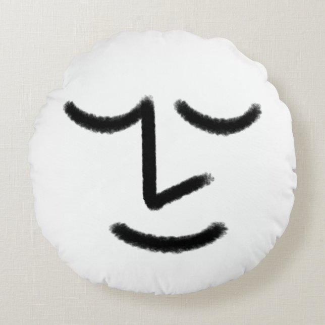Minimalist Zen Face Throw Pillow Rund Kudde (Framsidan)