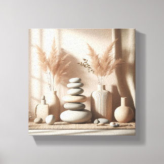 Minimalist Zen Still Life Art - Balanced Stones an Canvastryck