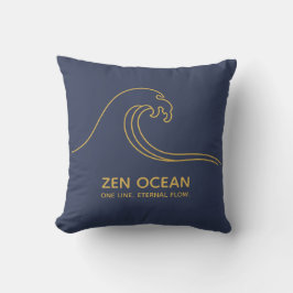 Minimalist Zen Wave - Abstract Ocean Line Kudde