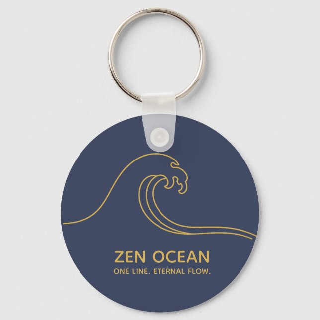 Minimalist Zen Wave | Abstract Ocean Line Nyckelring (Framsida)
