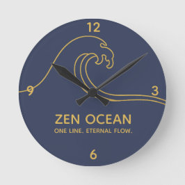Minimalist Zen Wave - Abstract Ocean Line Rund Klocka